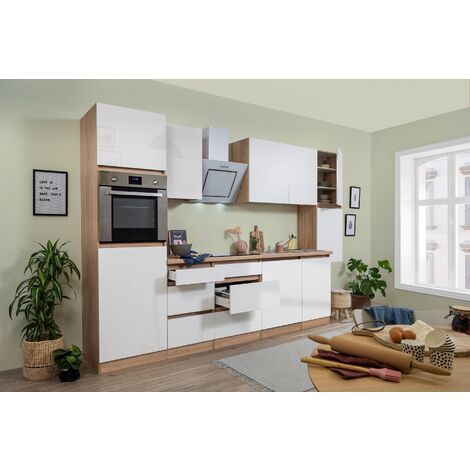 Cuisine Kitchenette sans poignée Chêne blanc Lorena 330 cm Respekta