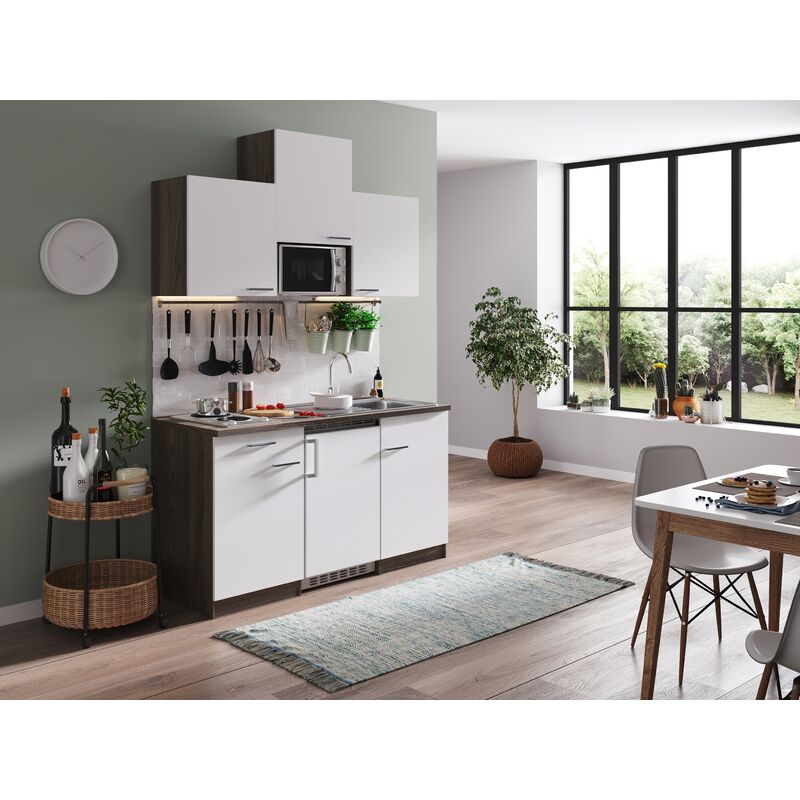 Cuisine Kitchenette Single Chêne York Blanc Oliver 150 cm Respekta
