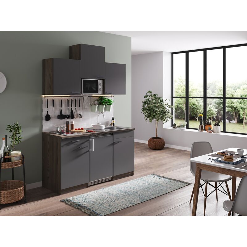 Cuisine Kitchenette Single Chêne York Gris Oliver 150 cm Respekta
