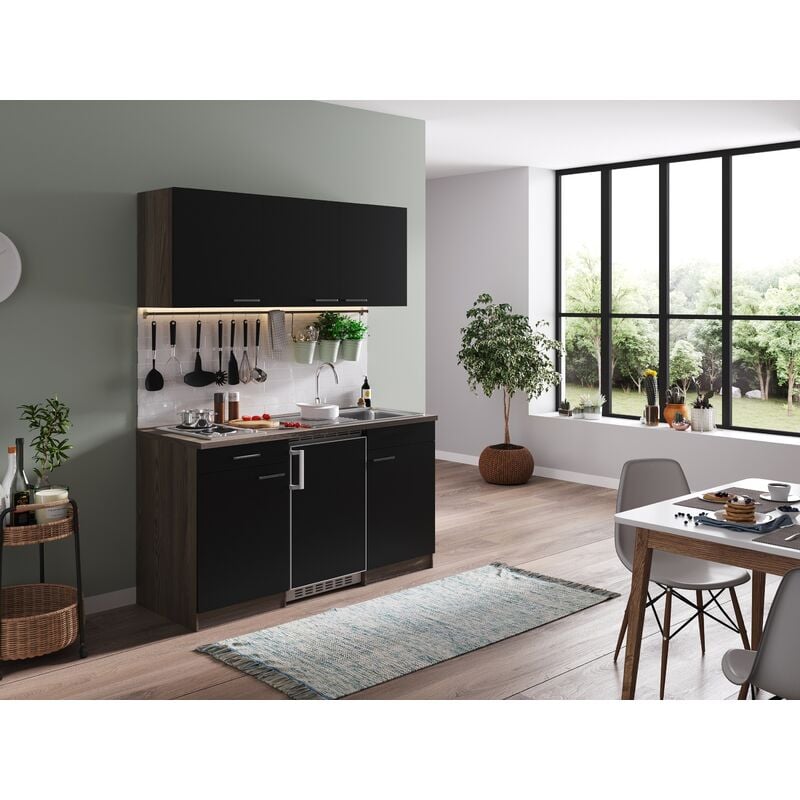 Cuisine Kitchenette Single Chêne York Noir Oliver 150 cm Respekta