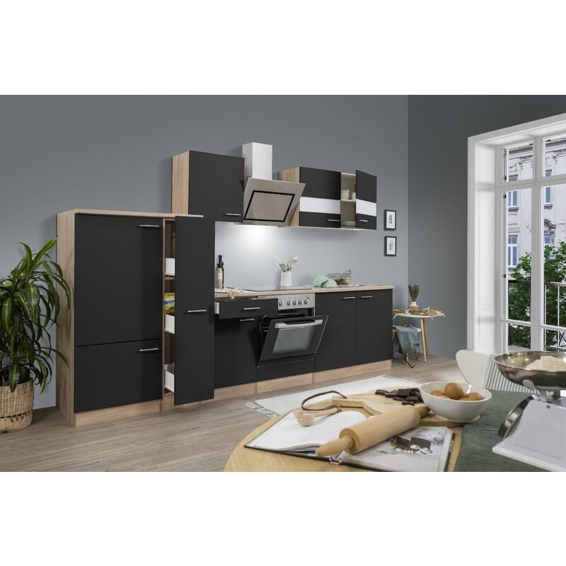 Respekta - Cuisine Kitchenette vide Chêne Noir Merle 300 cm