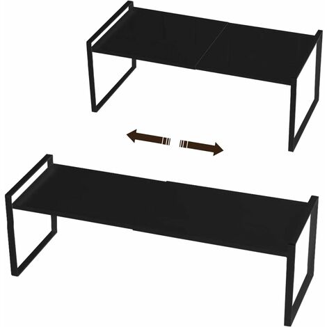 Cuisine Métal Demi Etagere Étagère rétractable en Coin pour Placard économise l’espace pour Armoires de Comptoirs, Garde-manger, Aliments et Ustensiles(Noir,Plus élevé)