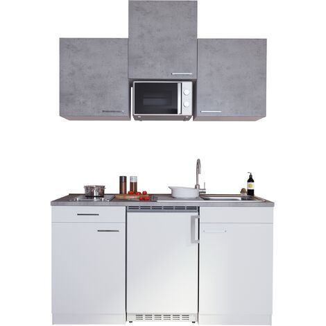 Cuisine Mini-cuisine Single Kitchenette Blanc Béton Luis 150 cm Respekta