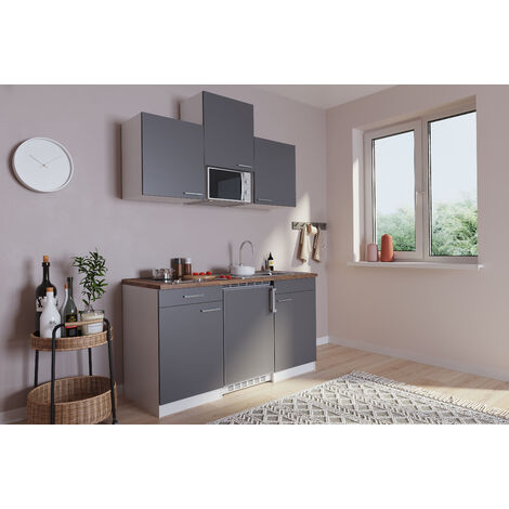 Cuisine Mini-cuisine Single Kitchenette Blanc Gris Luis 150 cm Respekta