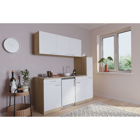 Cuisine Mini-cuisine Single Kitchenette Chêne Blanc Luis 180 cm Respekta