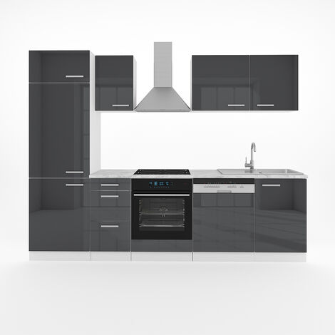 BERGSTROEM Cuisine „Optima“ 270cm Anthracite brillant/Blanc Vicco