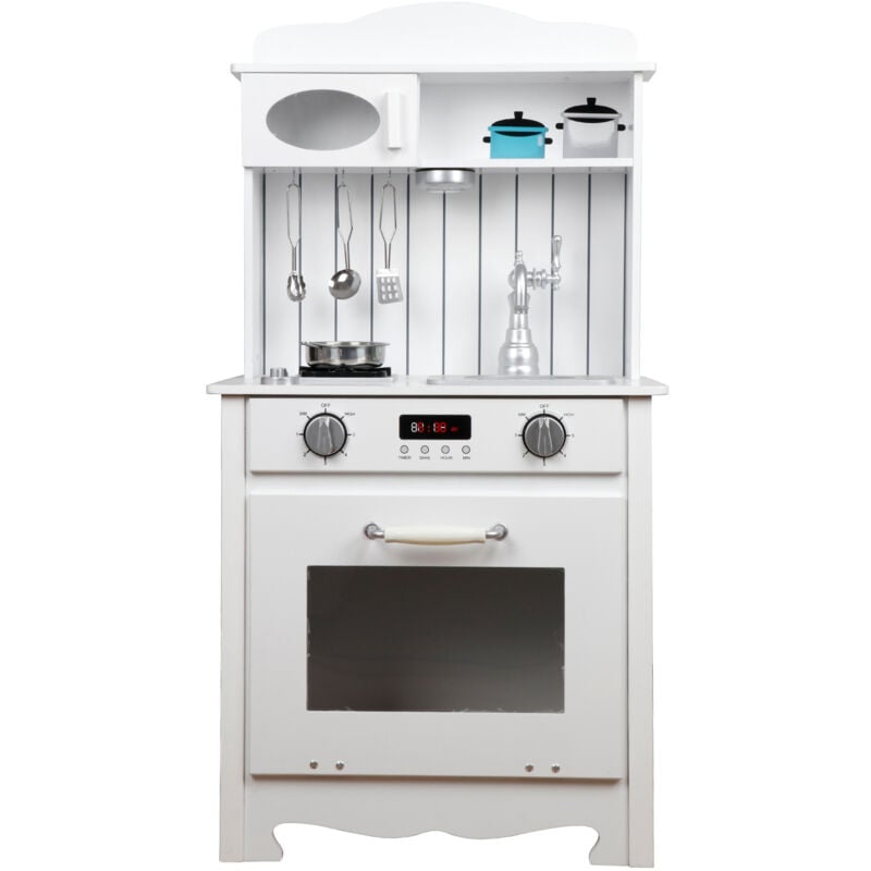 Outdoor Toys - Cuisine pour Enfants en Bois Eva 43x28,5x93 cm Cuisine Jouet Blanche avec Accessoires, Lumière led et Sons