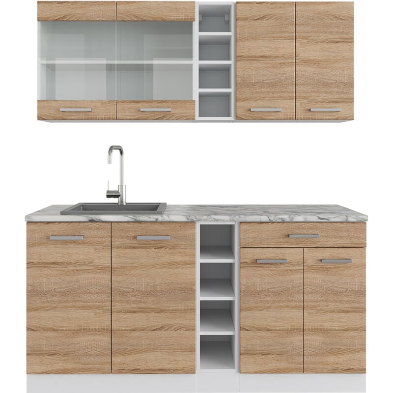 Cuisine R-Line, Sonoma/blanc, 160 cm sans plan de travail Vicco