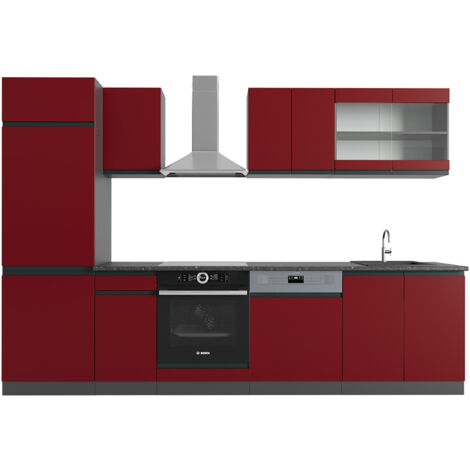 Cuisine R-Line, Rouge/Anthracite, 300 cm , PT Anthracite, Vicco