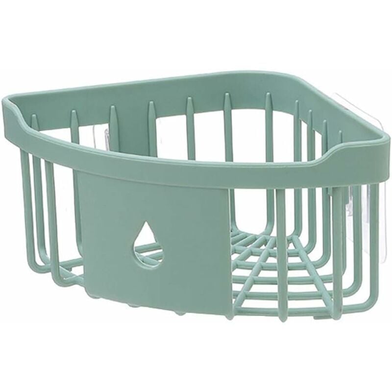 SNQ - Cuisine Salle de Bain en Plastique Triangle de Rangement Organiser Étagère de Douche d'angle Mural Panier Caddy avec Ventouse Vert