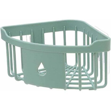 Cuisine Salle de Bain en Plastique Triangle de Rangement Organiser Étagère de Douche d'angle Mural Panier Caddy avec Ventouse Vert