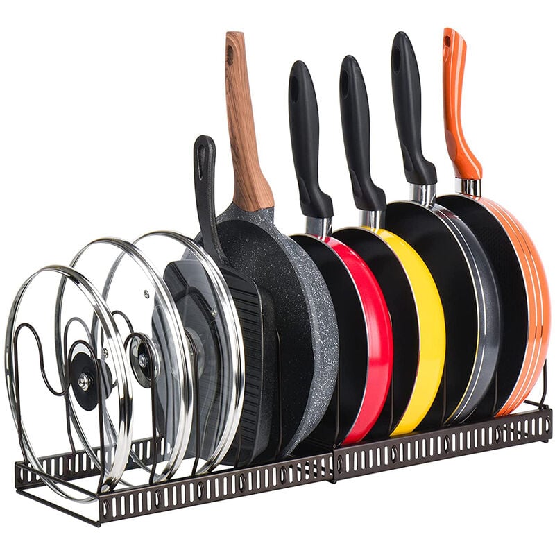 Cuisine Stockage Rangement Support égouttoir Pour pot Couvercle poêle Planche à découper 581818cm Organiseur de Poêle avec Compartiments Rangement de