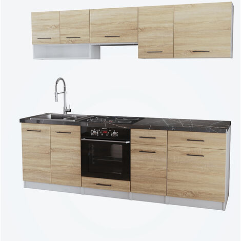 Cuisine Viki bois chêne vif 8 éléments 240 cm 18 mm