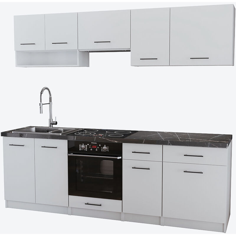 Cuisine Viki finition blanc mat 8 éléments 240 cm 18 mm