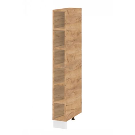 Cuisineandcie – Colonne de cuisine étagère ouverte chêne 60x218.7x58 cm – 3 compartiments – Charnières renforcées et fermeture silencieuse