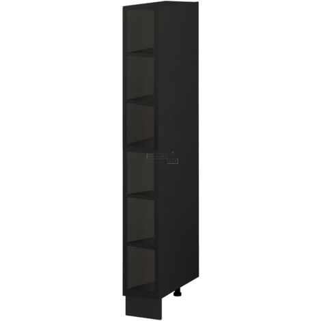 Cuisineandcie – Colonne de cuisine étagère ouverte – Noir mat – Dimensions L 20 x H 218,7 x P 56 cm – Matériaux durables pour usage intensif
