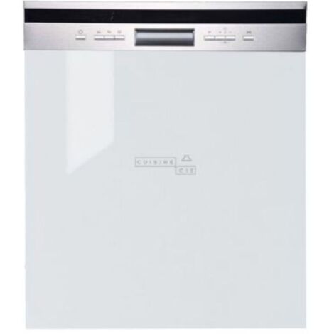 Cuisineandcie – Façade de cuisine pour lave-vaisselle semi-intégrable – Écologique blanc brillant – Dimensions L 59,6 x H 57 cm – Finition élégante