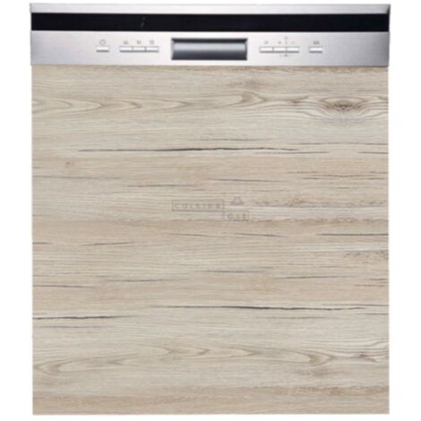 Cuisineandcie – Façade de cuisine pour lave-vaisselle semi-intégrable – Noyer blanchi – Dimensions L 59,6 cm x H 57 cm – Installation facile