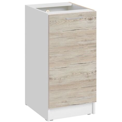 Cuisineandcie – Meuble bas de cuisine 1 porte – Noyer blanchi – L 40 x H 82 x P 46 cm – Fermeture douce avec amortisseurs – Rangement optimisé