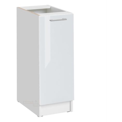 Cuisineandcie – Meuble bas de cuisine blanc brillant 1 porte L 30 cm – Dimensions H 82 cm x P 46 cm – Charnières réglables avec amortisseurs