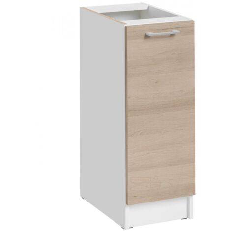 Cuisineandcie – Meuble bas de cuisine chêne naturel 1 porte – Dimensions L 30 cm x H 82 cm x P 46 cm – Amortisseurs pour fermeture douce