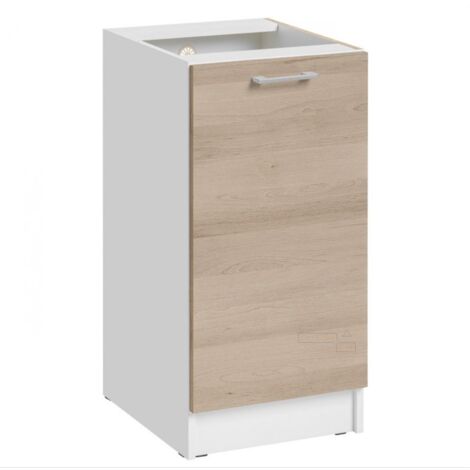 Cuisineandcie – Meuble bas de cuisine chêne naturel 1 porte L 40 cm – Dimensions compactes H 82 cm P 46 cm – Amortisseurs pour fermeture douce