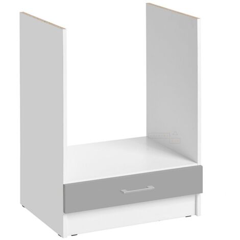 Cuisineandcie – Meuble pour four encastrable gris brillant L 60 cm – Dimensions H 82 x P 46 cm – Rangement pratique pour objets résistants à la chaleur