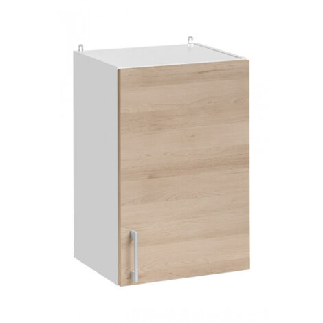 Cuisineandcie – Meuble haut de cuisine chêne naturel 1 porte – Dimensions L 40 x H 60 x P 32 cm – Porte à charnières réglables avec amortisseurs