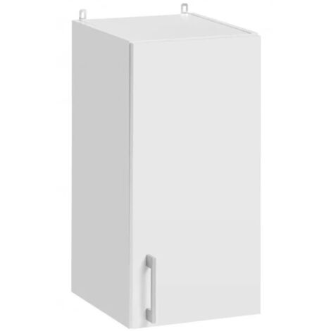 Cuisineandcie – Meuble haut de cuisine blanc 1 porte L 30 cm – Charnières réglables – Amortisseurs pour fermeture silencieuse – Rangement efficace