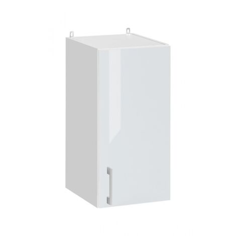 Cuisineandcie – Meuble haut de cuisine blanc brillant 1 porte L 30 cm – Finition de qualité – Charnières réglables – Amortisseurs pour fermeture silencieuse