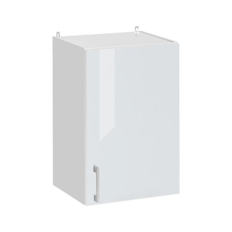 Cuisineandcie – Meuble haut de cuisine blanc brillant 1 porte – Dimensions L 40 x H 60 x P 32 cm – Charnières réglables – Amortisseurs pour fermeture automatique