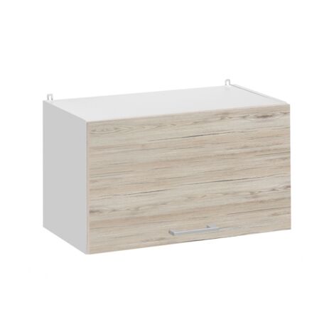 Cuisineandcie – Meuble haut de cuisine en noyer blanchi 1 porte relevable L 60 cm – Charnières réglables – Vérins à gaz pour ouverture automatique