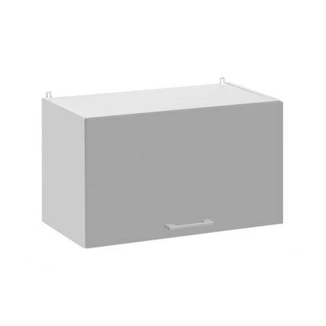 Cuisineandcie – Meuble haut de cuisine gris brillant 1 porte relevable L 60 cm – Ouverture vérins à gaz – Design moderne pour optimisation d'espace