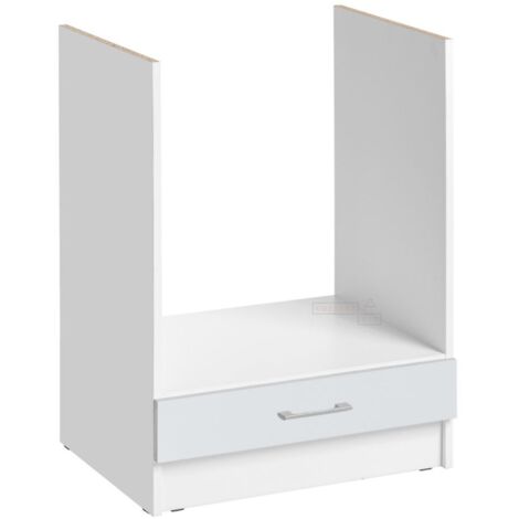Cuisineandcie – Meuble pour four encastrable blanc brillant – Dimensions L 60 x H 82 x P 46 cm – Espace de rangement résistant à la chaleur