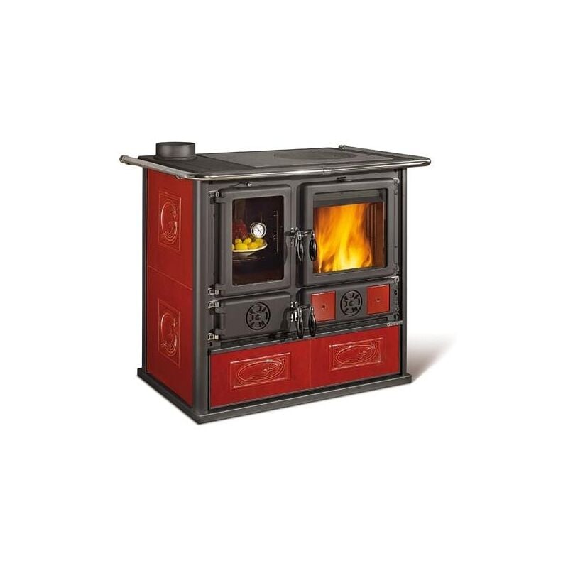 Nordica - Cuisinière à bois raccordable - la Rosa Sinistra Reverse 8.2 kW Bordeaux