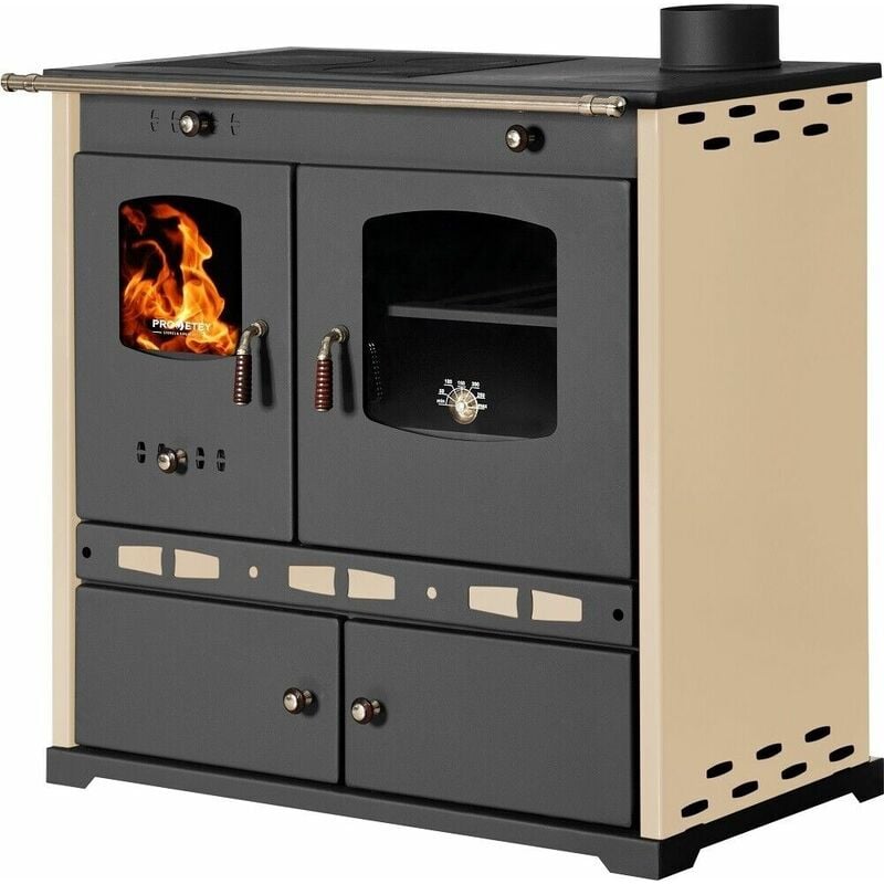 Prometey - Cuisinière à bois Perfect Eco lux Ivory - 7.4 kw