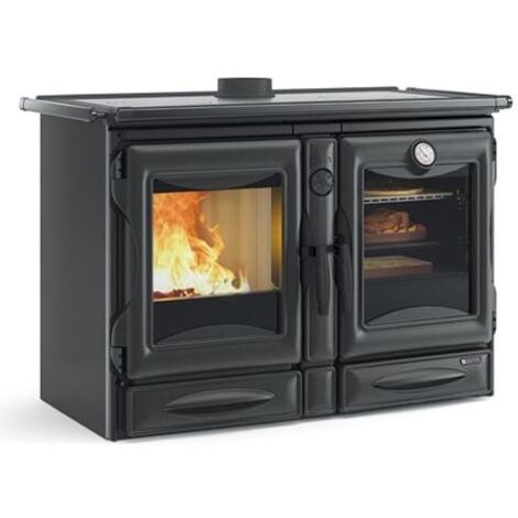 Poêle à Bois Prometey 7kW – Fonte Et Verre – Cuisinière 1/2 Plaque – Neuf