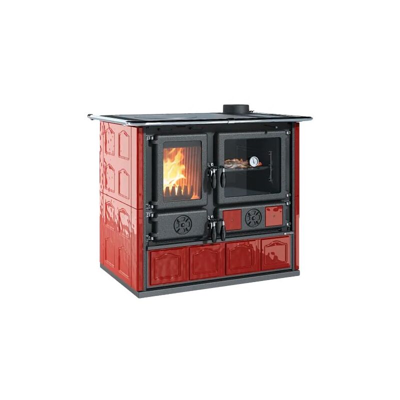 Cuisinière à bois raccordable La Nordica Rosa 5.0 Maiolica Bordeaux 8.8 kW Bordeaux