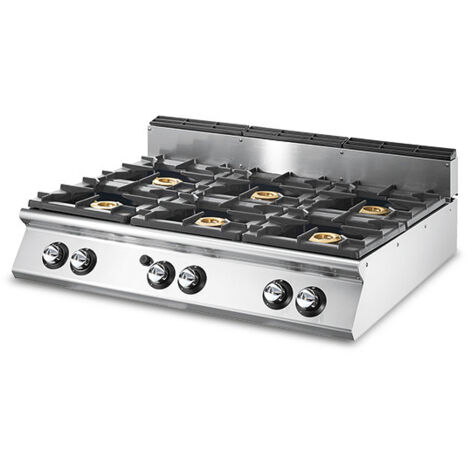 Cuisinière à Gaz à 6 Brûleurs Chaque 6 Kw, Plateau de Travail Emboutie - Virtus - VS70120PCGST