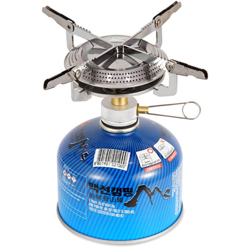 Lepmerk - Cuisinière à gaz pliable d'extérieur, brûleur de cuisson Portable léger, Camping randonnée pique-nique, Argent