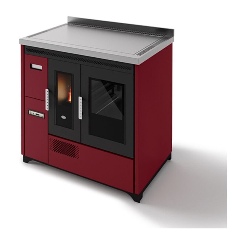 Eva Calor - Cuisinière à granulés avec four ventilé Enrica 9 kW Rouge