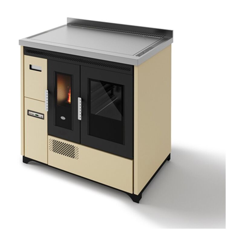 Eva Calor - Cuisinière à granulés avec four ventilé Enrica 9 kW Ivoire
