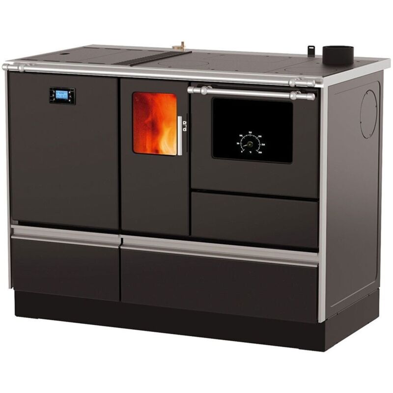 Sannover - Cuisinière Granulés avec four Chauffage (4,8 kW)+ Bouilleur (15,2 kW) 20kW Gris anthracite