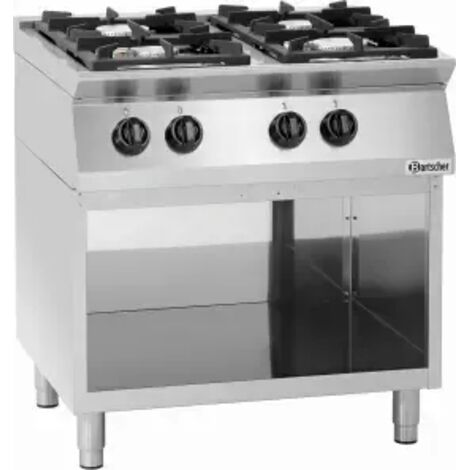 Cuisinière inox à gaz 4 feux sur support ouvert, 19 000 W, GAZ