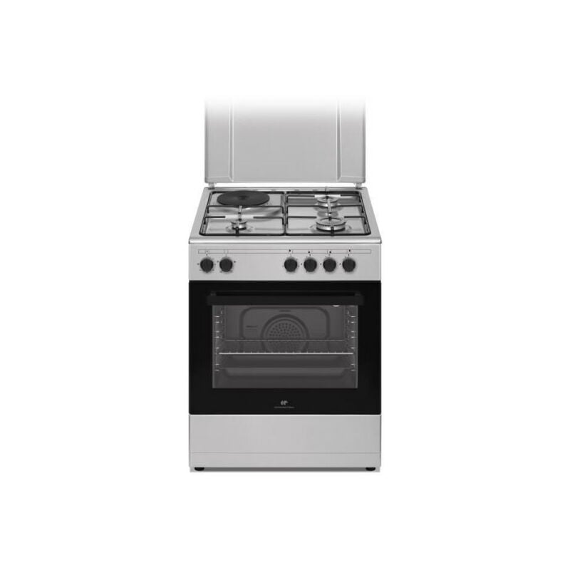 Continental Edison - Cuisiniere mixte CECM60FCS - 3 feux gaz + 1 électrique - L59,8 x P61 xH83 cm - Silver