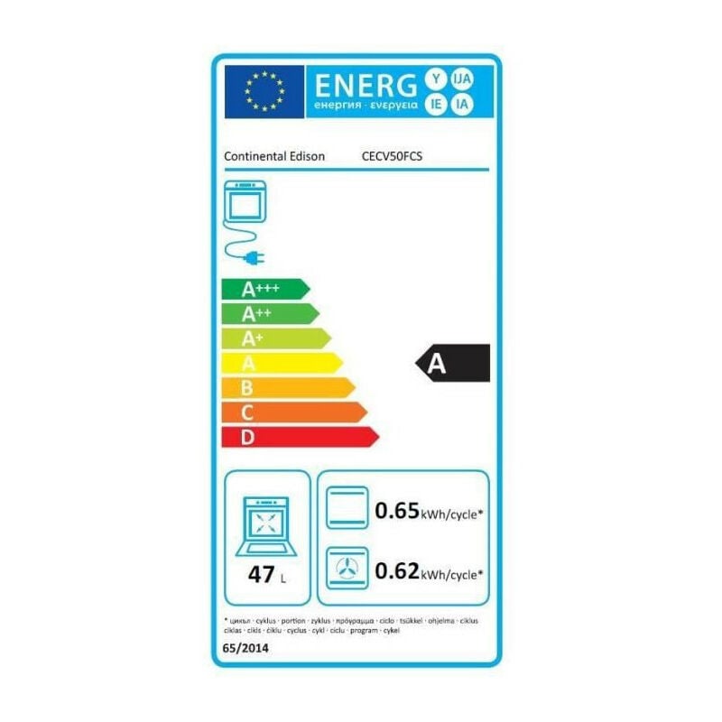 Continental Edison - Cuisiniere vitrocéramique CECV50FCS - 4 feux - L49,8 x H86 xP67 cm - Silver