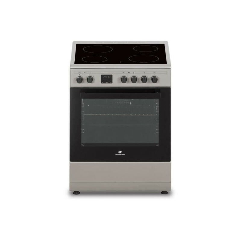 Continental Edison - Cuisiniere vitrocéramique CECV60FCS - 4 feux - L58,8 xP61 xH83 cm - Silver