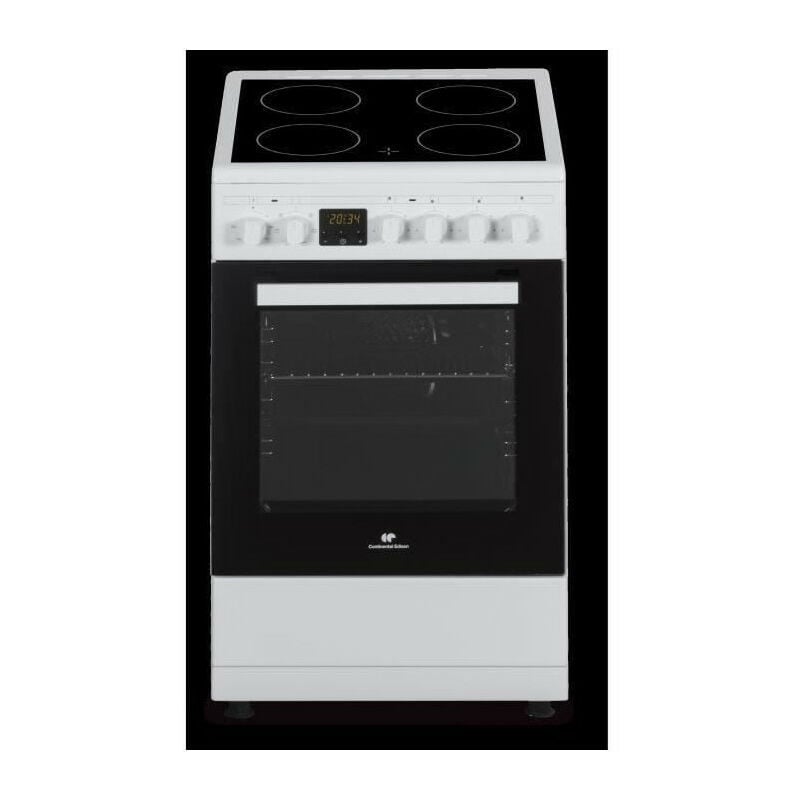 Continental Edison - Cuisiniere vitrocéramique CECV50FCW - 4 feux - L49,8 x H86 xP67 cm - Blanc