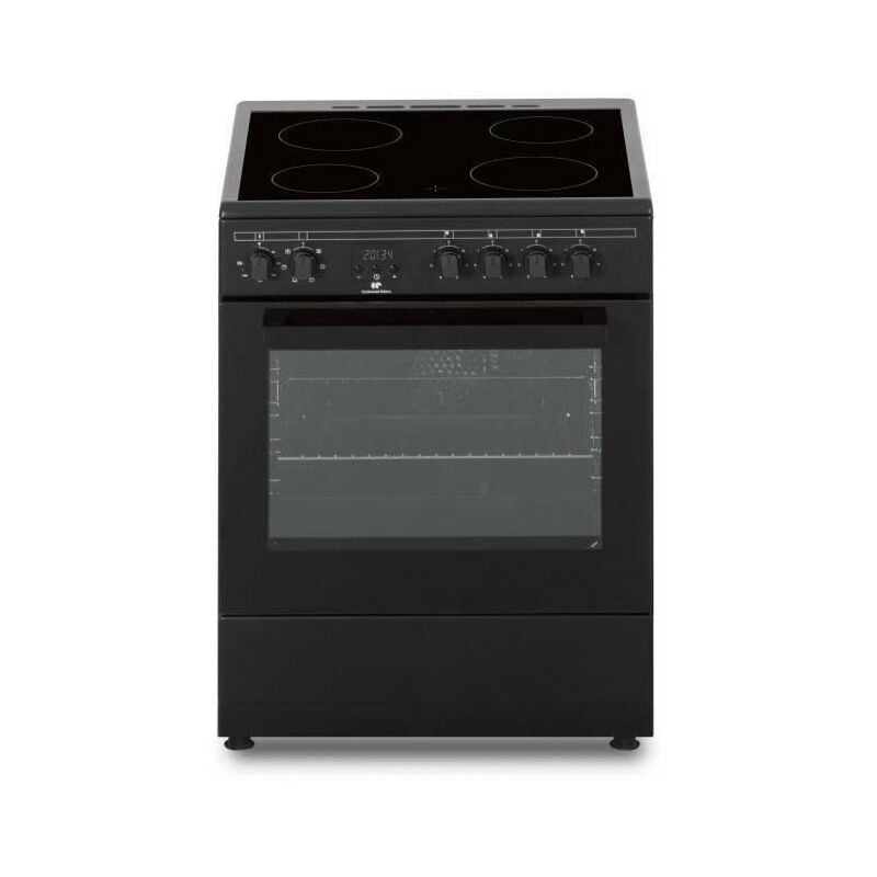 Continental Edison - Cuisiniere vitrocéramique CECV60FCB - 4 feux - L58,8 xP61 xH83 cm - Noir