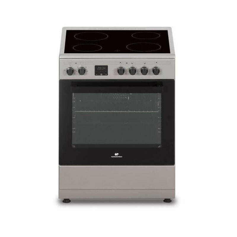 Continental Edison - Cuisiniere vitrocéramique CECV60FCS - 4 feux - L58,8 xP61 xH83 cm - Silver